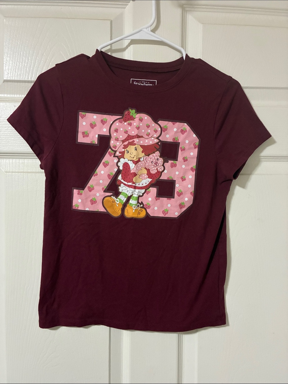 Girls' Strawberry Character Graphic Tee - Maroon Pink